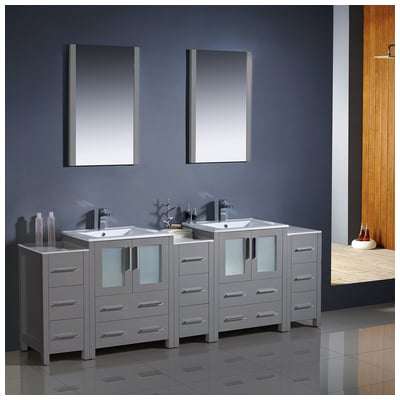 Fresca Bathroom Vanities, Double Sink Vanities, 70-90, Gray, Cabinets Only, 817386028951, FVN62-72GR-UNS