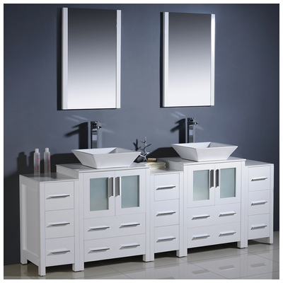 Bathroom Vanities Fresca Bari White Vanity Ensembles FVN62-72WH-VSL 818234014126 Double Sink Vanities 70-90 Modern White Complete Vanity Sets 25 