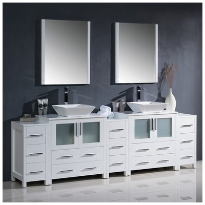 Fresca Bathroom Vanities, Double Sink Vanities, Over 90, Modern, White, Complete Vanity Sets, Modern, Vanity Ensembles, 818234017943, FVN62-96WH-VSL