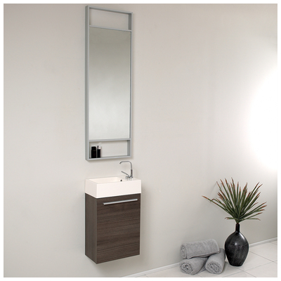 Bathroom Vanities Fresca Senza Gray Oak Vanity Ensembles FVN8002GO 818234014737 Under 30 Modern Gray Complete Vanity Sets 25 