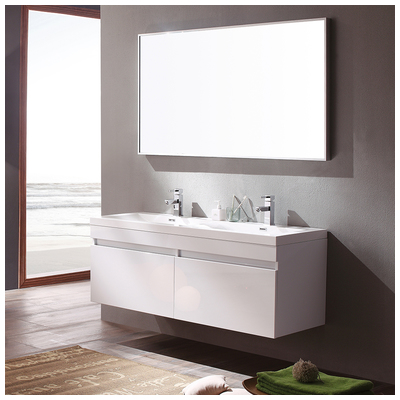 Bathroom Vanities Fresca Senza White Vanity Ensembles FVN8040WH 818234016687 Double Sink Vanities 50-70 Modern White Complete Vanity Sets 25 