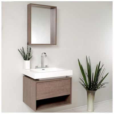 Bathroom Vanities Fresca Senza Gray Oak Vanity Ensembles FVN8070GO 818234010715 Under 30 Modern Gray Complete Vanity Sets 25 