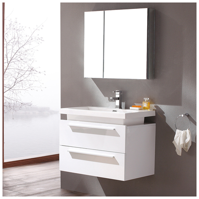 Bathroom Vanities Fresca Senza White Vanity Ensembles FVN8080WH 818234016694 30-40 Modern White Wall Mount Vanities Complete Vanity Sets 25 