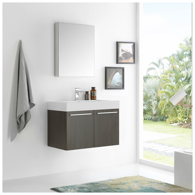 Fresca Bathroom Vanities, Under 30, Modern, Gray, Wall Mount Vanities, Complete Vanity Sets, Modern, Vanity Ensembles, 817386023802, FVN8089GO