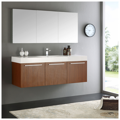 Fresca Bathroom Vanities, Single Sink Vanities, 50-70, Modern, Light Brown, Wall Mount Vanities, Complete Vanity Sets, Modern, Vanity Ensembles, 817386023987, FVN8093TK