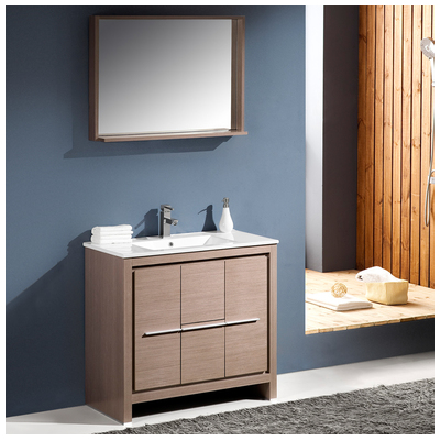 Fresca Bathroom Vanities, 30-40, Modern, Gray, Complete Vanity Sets, Modern, Vanity Ensembles, 818234010906, FVN8136GO