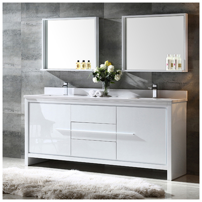 Bathroom Vanities Fresca Trieste White Vanity Ensembles FVN8172WH 818234018056 Double Sink Vanities 70-90 Modern White Complete Vanity Sets 25 