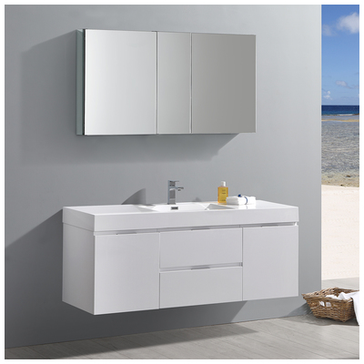 Bathroom Vanities Fresca Senza Glossy White FVN8360WH 817386026513 50-70 White Wall Mount Vanities 25 