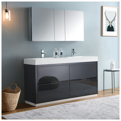Bathroom Vanities Fresca Senza Dark Slate Gray FVN8460GG-D 817386026766 Double Sink Vanities 50-70 25 