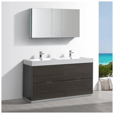 Fresca Bathroom Vanities, Double Sink Vanities, 50-70, Gray, 817386026773, FVN8460GO-D