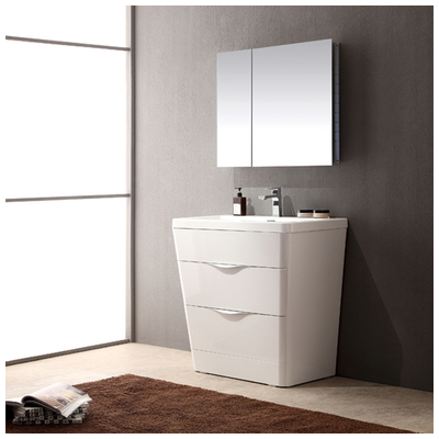 Bathroom Vanities Fresca Senza Glossy White Vanity Ensembles FVN8532WH 818234017455 30-40 Modern White Complete Vanity Sets 25 