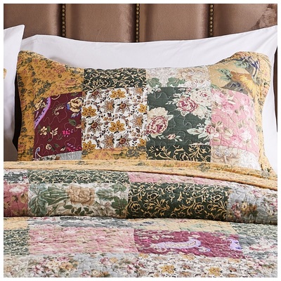 Pillow Cases Greenland Home Fashions Antique Chic 100% Cotton Multi GL-0407AKS 636047260062 Sham Cotton King 