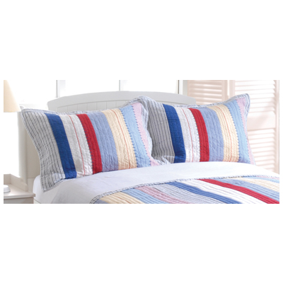 Pillow Cases Greenland Home Fashions Prairie Stripe 100% Cotton Multi GL-0604BS 636047252135 Sham Blue navy teal turquiose indig Cotton Quilt 