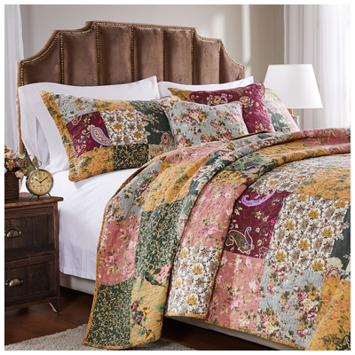 Quilts-Bedspreads and Coverlet Greenland Home Fashions Antique Chic 100% Cotton exclusive of pillo Multi GL-0801AK 636047265722 Bonus Set Multi Full DoubleKing Queen Twin Cotton 