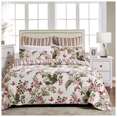 Quilts-Bedspreads and Coverlet Greenland Home Fashions Butterflies 100% Cotton Multi GL-0910AMSK 636047280824 Quilt Set Multi Full DoubleKing Queen Twin Cotton 