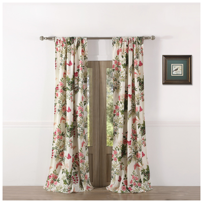 Drapes and Window Treatments Greenland Home Fashions Butterflies 100% Polyester Multi Multi GL-0910AWP 636047389800 Window Rod Pocket 100% Polyester Curtain Multi Multi 