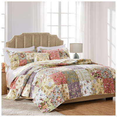 Greenland Home Fashions Quilts-Bedspreads and Coverlets, Multi,Yellow, Full,DoubleKing,Queen,Twin, Cotton,Quilt & Sham,Quilt and shams, Multi, 5-Piece Full/Queen, 100% Cotton exclusive of pillow insert(s), Bonus Set, 636047281210, GL-0910MQ