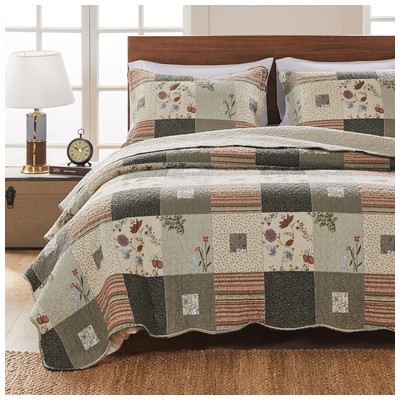 Quilts-Bedspreads and Coverlet Greenland Home Fashions Sedona 100% Cotton Multi GL-1010GK 636047285522 Quilt Set Multi Full DoubleKing Queen Twin Cotton 