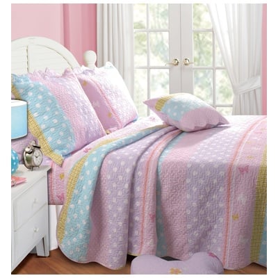 Quilts-Bedspreads and Coverlet Greenland Home Fashions Polka Dot Stripe 100% Cotton Multi GL-1104CQ 636047288417 Quilt Set Multi Pastel Full DoubleQueen Twin Cotton 
