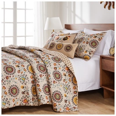 Greenland Home Fashions Quilts-Bedspreads and Coverlets, Multi, Full,DoubleKing,Queen,Twin, Cotton,Quilt & Sham,Quilt and shams, Multi, 5-Piece King/Cal King, Cotton quilt and shams with cotton pillow covers, Bonus Set, 636047318428, 