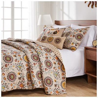 Greenland Home Fashions Quilts-Bedspreads and Coverlets, Multi, Full,DoubleKing,Queen,Twin XL,Twin, Cotton,Quilt & Sham,Quilt and shams, Multi, 4-Piece Twin/XL, Cotton quilt and shams with cotton pillow covers, Bonus Set, 6360473184