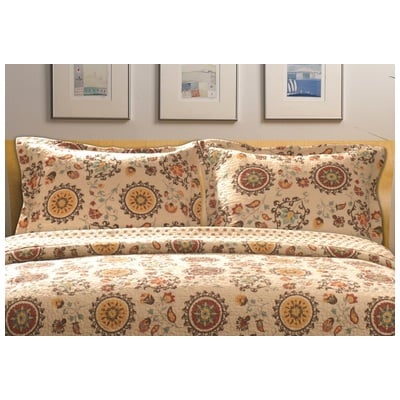 Pillow Cases Greenland Home Fashions Andorra 100% Cotton Multi GL-1304AKS 636047308245 Sham Cotton Quilt King Twin 