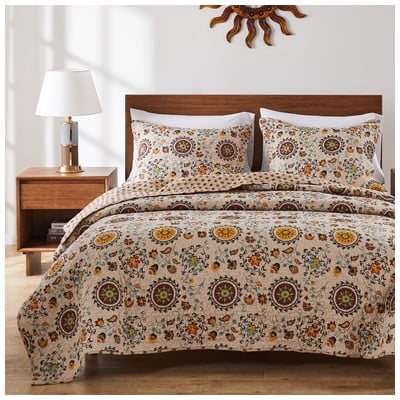 Quilts-Bedspreads and Coverlet Greenland Home Fashions Andorra 100% Cotton Multi GL-1304AMSQ 636047308214 Quilt Set Multi Full DoubleKing Queen Twin Cotton 