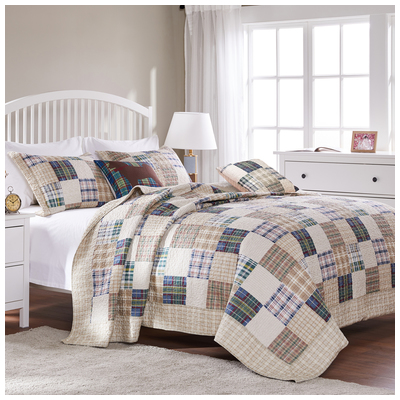 Comforters Greenland Home Fashions Oxford 100% Cotton Quilt and Pillow S Multi GL-1304EBST 636047309365 Bonus Set Full King Queen Twin XL Twin Cotton Polyester Quilt and Sha 