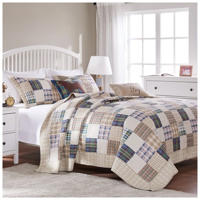 Quilts-Bedspreads and Coverlet Greenland Home Fashions Oxford 100% Cotton Multi GL-1304EMSK 636047308627 Quilt Set Multi Full DoubleKing Queen Twin Cotton 
