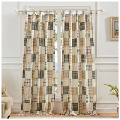 Drapes and Window Treatments Greenland Home Fashions Oxford 100% brushed microfiber polyes Multi Multi GL-1304EWP 636047407818 Window Tab Top 100% brushed microfiber polyes Curtain Multi Multi 