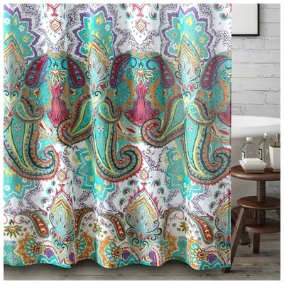 Greenland Home Fashions Shower Curtains, Teal, Shower Curtain, 100% Polyester, Bath, 636047320490, GL-1401GSHW