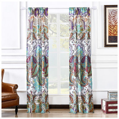 Drapes and Window Treatments Greenland Home Fashions Nirvana 100% Polyester Teal GL-1401GWP 636047320483 Window Blue navy teal turquiose indig Rod Pocket 100% Polyester 100% polyeste Curtain Blue Gold Saffron Teal 
