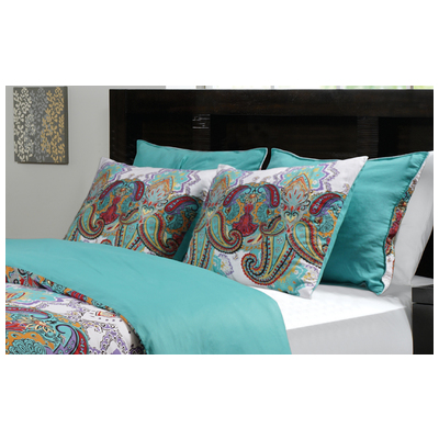 Pillow Cases Greenland Home Fashions Nirvana 100% Cotton Teal GL-1401PS 636047321732 Duvet Sham Blue navy teal turquiose indig Cotton 