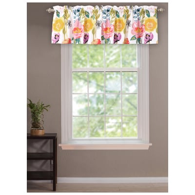 Drapes and Window Treatments Greenland Home Fashions Watercolor Dream 100% Polyester Multi White GL-1408AV 636047333780 Window White snow Rod Pocket 100% Polyester Multi White MultiWhite 