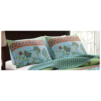 Pillow Cases Greenland Home Fashions Mara 100% Cotton Multi GL-1410DKS 636047331847 Sham Blue navy teal turquiose indig cotton fill Cotton Quilt Full King Queen Twin 