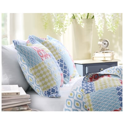 Pillow Cases Greenland Home Fashions Kendall 100% Cotton Multi GL-1410GS 636047332134 Sham cotton fill Cotton Quilt Full King Queen Twin 