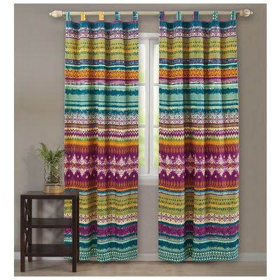 Drapes and Window Treatments Greenland Home Fashions Southwest 100% Polyester Multi Siesta GL-1412FWP 636047329875 Window Blue navy teal turquiose indig 100% Polyester Blue Gold Multi Teal BlueGoldMulti 