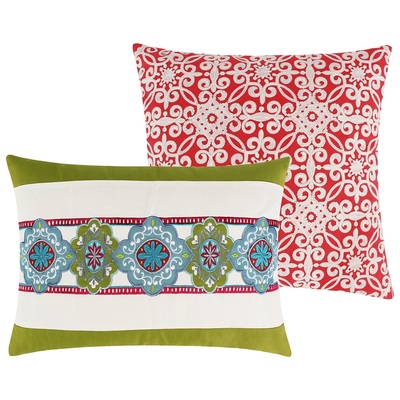 Greenland Home Fashions Decorative Throw Pillows, Cotton,Polyester, Cotton, Multi, Dec. Pillow Set, Cover: 100% Cotton canvas exclusive of embroideries. Fill: 100% polyester, Accessory, 636047346797, GL-1501ADECP