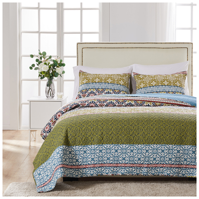Quilts-Bedspreads and Coverlet Greenland Home Fashions Shangri-La 100% Cotton Multi GL-1501AMSQ 636047346711 Quilt Set Multi Full DoubleKing Queen Twin Cotton 