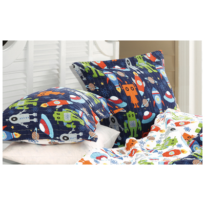Pillow Cases Greenland Home Fashions Robots in Space 100% Cotton Multi GL-1502BS 636047328335 Sham cotton fill Cotton Quilt Full Queen Twin 