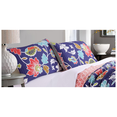 Pillow Cases Greenland Home Fashions Phoebe 100% Cotton Midnight GL-1509ES 636047345233 Sham Blue navy teal turquiose indig cotton fill Cotton King 