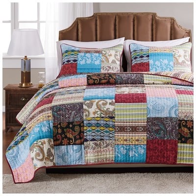 Greenland Home Fashions Quilts-Bedspreads and Coverlets, Multi, Full,DoubleKing,Queen,Twin, Cotton, Multi, 5-Piece Full/Queen, 100% Cotton exclusive of pillow insert(s), Bonus Set, 636047353917, GL-1601BBSQ
