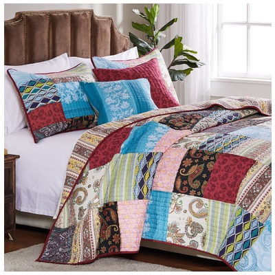 Quilts-Bedspreads and Coverlet Greenland Home Fashions Bohemian Dream 100% Cotton Multi GL-1601BMSQ 636047351715 Quilt Set Multi Full DoubleKing Queen Twin Cotton 