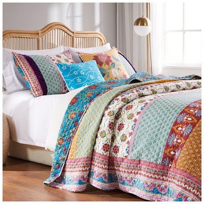 Greenland Home Fashions Quilts-Bedspreads and Coverlets, Aqua,Blue,navy,teal,turquiose,indigo,aqua,SeafoamGreen,emerald,tealIndigo,Multi,Teal, Full,DoubleKing,Queen,Twin XL,Twin, Cotton,Polyester, Multi, 2-Piece Twin/XL, Face 95% cotton with 5% polye