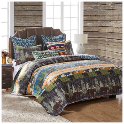 Quilts-Bedspreads and Coverlet Greenland Home Fashions Black Bear Lodge Quilt and shams: 100% Cotton f Multi GL-1608EBSK 636047370327 Bonus Set Black ebonyMulti White snow Full DoubleKing Queen Twin Cotton Microfiber Polyester 
