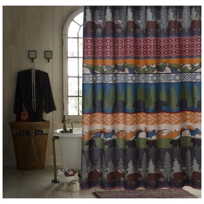Shower Curtains Greenland Home Fashions Black Bear Lodge 100% Polyester Multi GL-1608ESHW 636047362995 Bath 