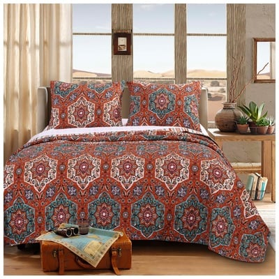 Quilts-Bedspreads and Coverlet Greenland Home Fashions Sofia 100% Microfiber polyester face Multi GL-1609DMSQ 636047364210 Quilt Set Multi Full DoubleKing Queen Twin Cotton Microfiber Polyester 
