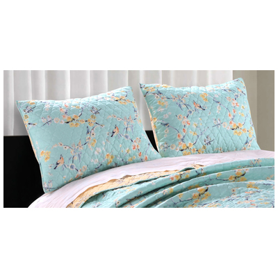 Pillow Cases Greenland Home Fashions Cherry Blossom 100% Microfiber polyester face Multi GL-1610MS 636047365835 Sham Blue navy teal turquiose indig Cotton 