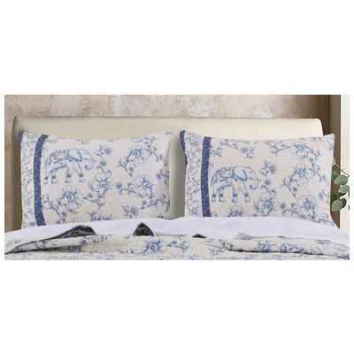 Pillow Cases Greenland Home Fashions Saffi 100% microfiber polyester face Blue GL-1703AKS 636047374141 Sham Blue navy teal turquiose indig Cotton King 