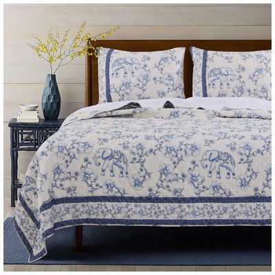 Quilts-Bedspreads and Coverlet Greenland Home Fashions Saffi 100% microfiber polyester face Blue GL-1703AMSK 636047374127 Quilt Set Aqua Blue navy teal turquiose Full DoubleKing Queen Twin Cotton Microfiber Polyester 